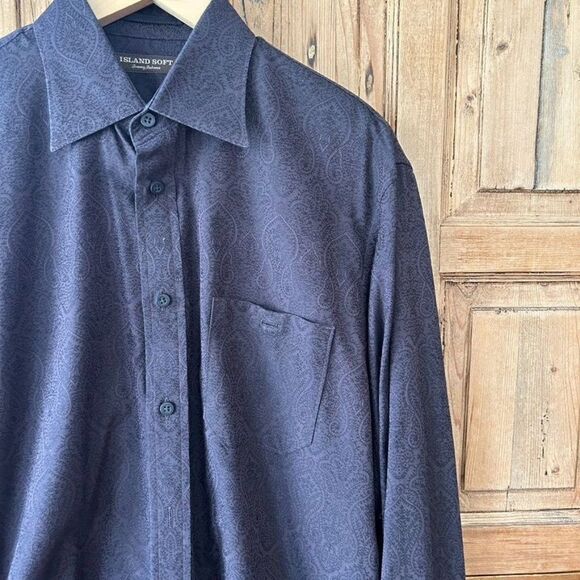 Tommy Bahama Medium Island Soft Brown Paisley Button Front Shirt - Picture 3 of 7